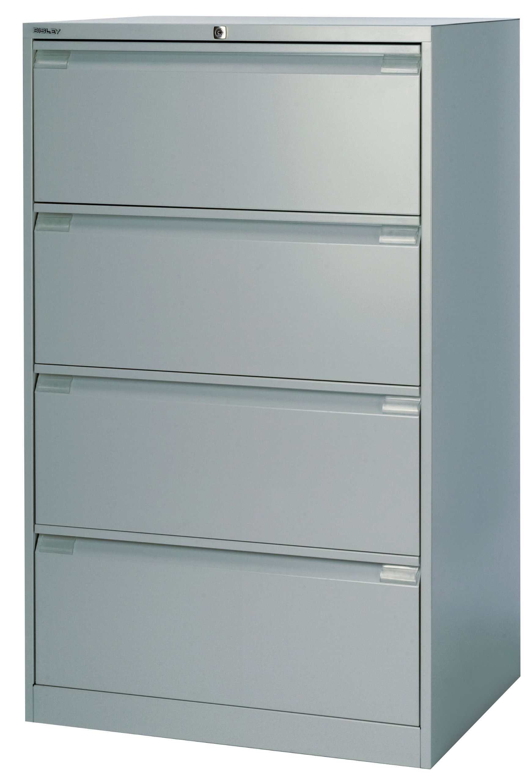 BISLEY Hängeregistraturschrank, doppelbahnig, DIN A4, 4 HR-Schubladen, Metall, 355 Silber, 62.2 x 80 x 132.1 cm