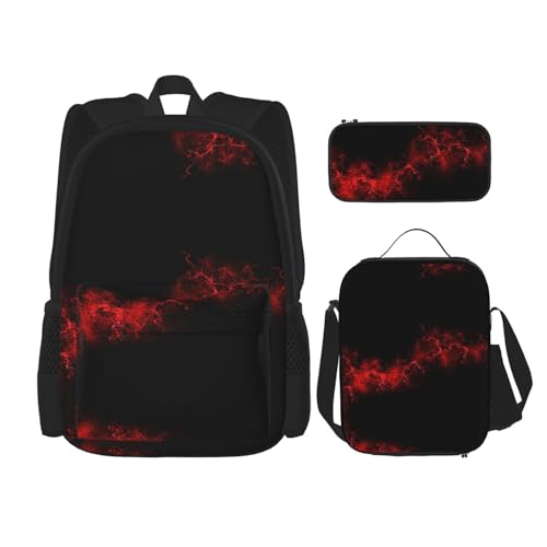 WURTON Explosion Burst 3-in-1 Set, leger, verstellbarer Schulter-Rucksack, Lunchtasche, Federmäppchen, Tasche, Box, Schwarz, Einheitsgröße