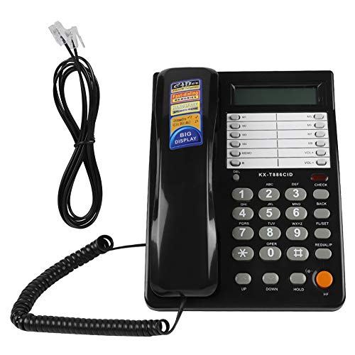 Schnurgebundes Telefon, DTMF/FSK Dualsystems Schnurtelefone Tischtelefon mit Anrufe ID Display für Büro Zuhause (schwarz)