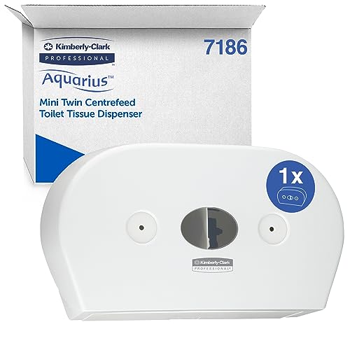 Aquarius Mini Toilettenpapierspender 7186 - Kimberly Clark Spender für 2 Rollen mit Zentralentnahme - 1 x Weiß, Wc Papierspender