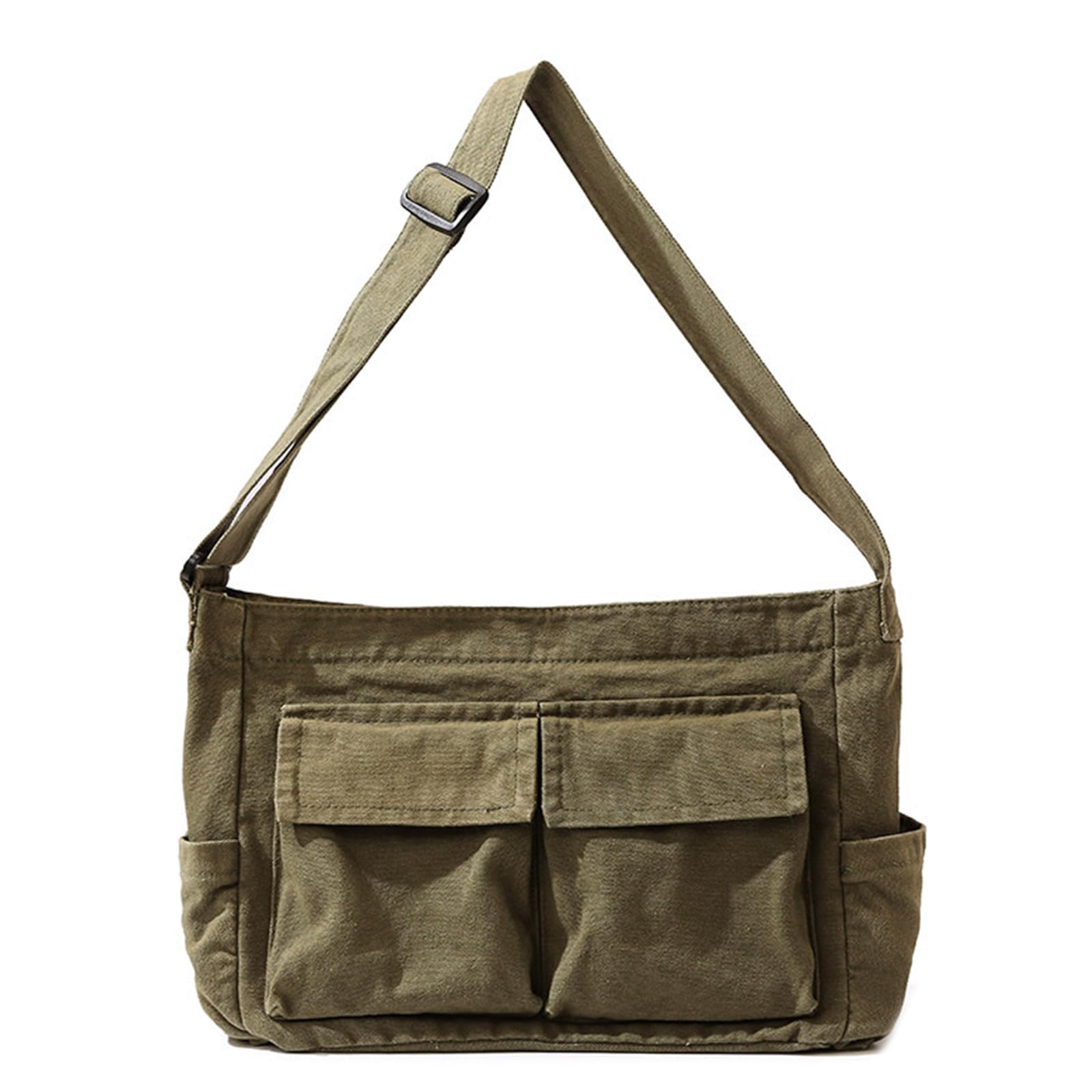 ohodhmnu Damen-Tragetasche, Schultaschen für Damen, Schultertasche, Damen-Handtasche, solide, große Kapazität, lässige Leinentasche, grün, with scarf