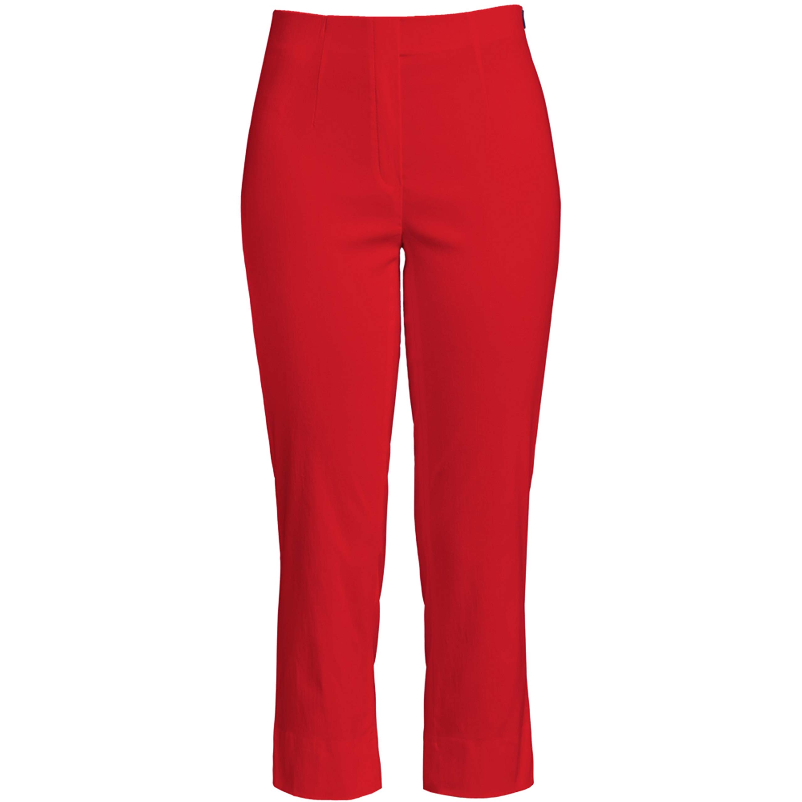 Robell Style MARIE07 – Bequeme, Bengaline Stretch Capri-Hose, Gerade geschnittenes Bein mit Schlitz Farbe Rot Größe 42