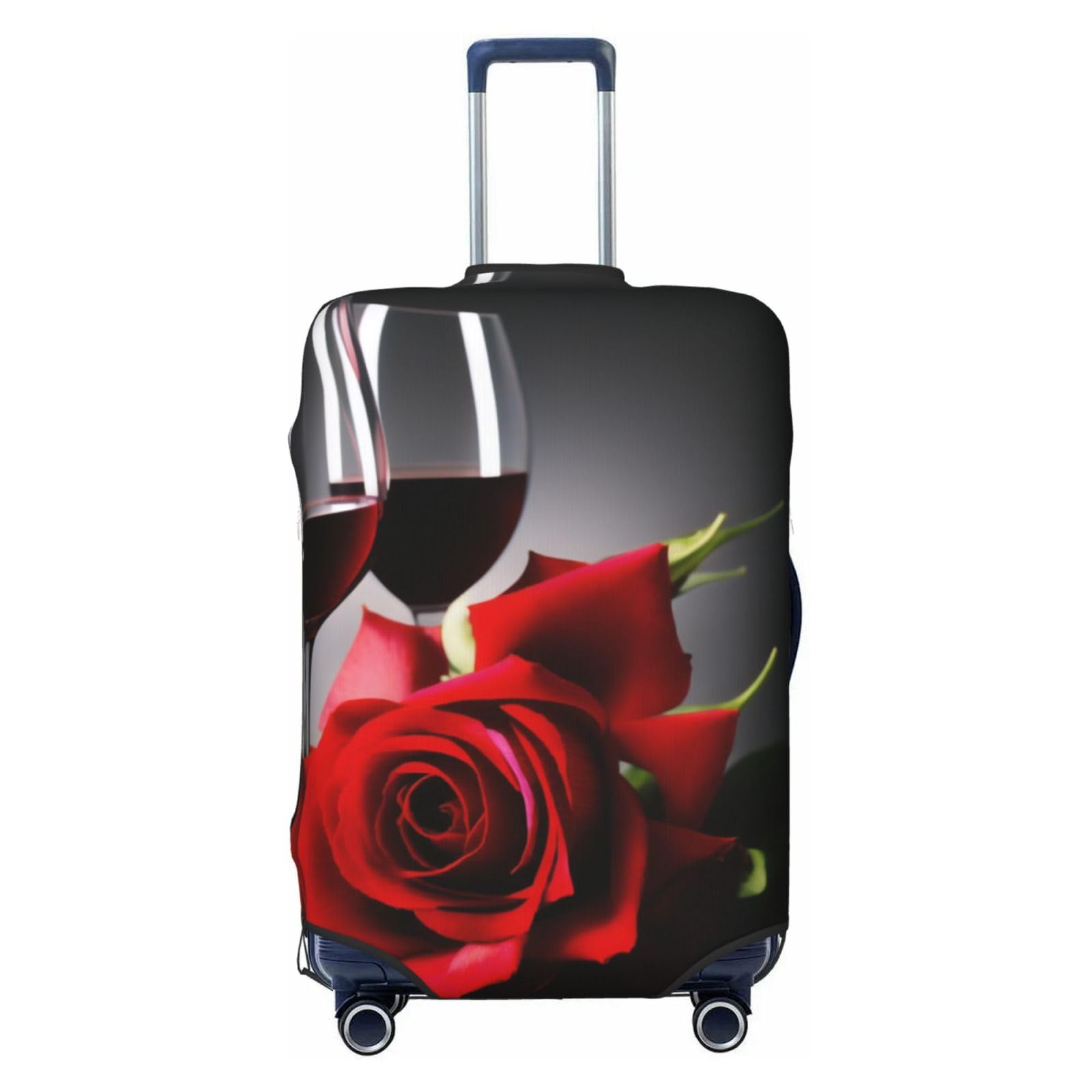 Reisegepäckhülle, strapazierfähig, passend für 45,7 - 81,3 cm große Gepäckstücke, Wein und Rose, Schwarz, Large