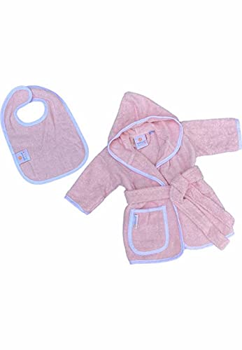 Badrock - Baby Bademantel mit Namen Bestickt - 5 Farben - Rosa - Mit kostenlosem Lätzchen - Mädchen und Jungen - Neugeborene - Personalisiert (90 /1 - 2 Jahre) - SKU 90