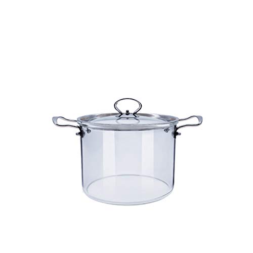 ABHOME Glastopf mit Deckel Transparent Glas Kochtopf - 2,3l 3,5 l oder 5 l beheizbarer klarer Suppentopf Glas-Kochtopf mit Deckel für Suppensalat Instant-Nudel-Babynahrung (2.3 L)