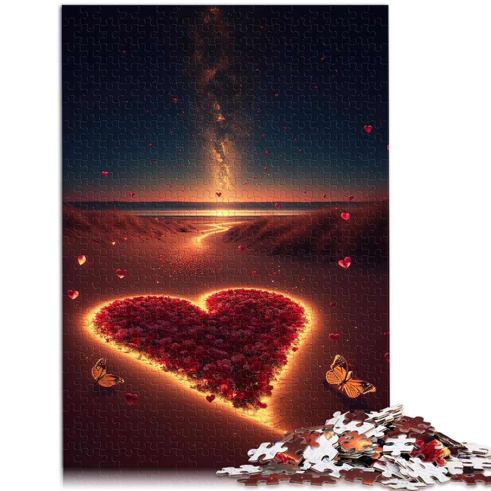 Puzzles Herz am Strand Puzzles 500 Teile Holzpuzzle Spielzeug Puzzles Lernspiele Stressabbau Puzzles 500 Stück (38x52cm)