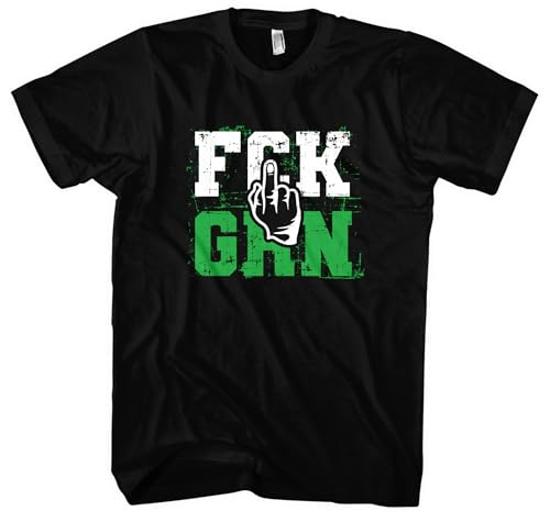 FCK GRN Herren T-Shirt | Anti Grün Demo Shirt Widerstand Fuck Grüne Tshirt Politik Anti Klimaaktivist | M3 Schwarz (4XL)