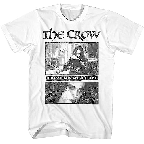 The Crow Movie It's Can't Rain All The Time Herren-T-Shirt, kurzärmelig, Vintage-Stil, Grafik-T-Shirts, Weiss/opulenter Garten, Mittel