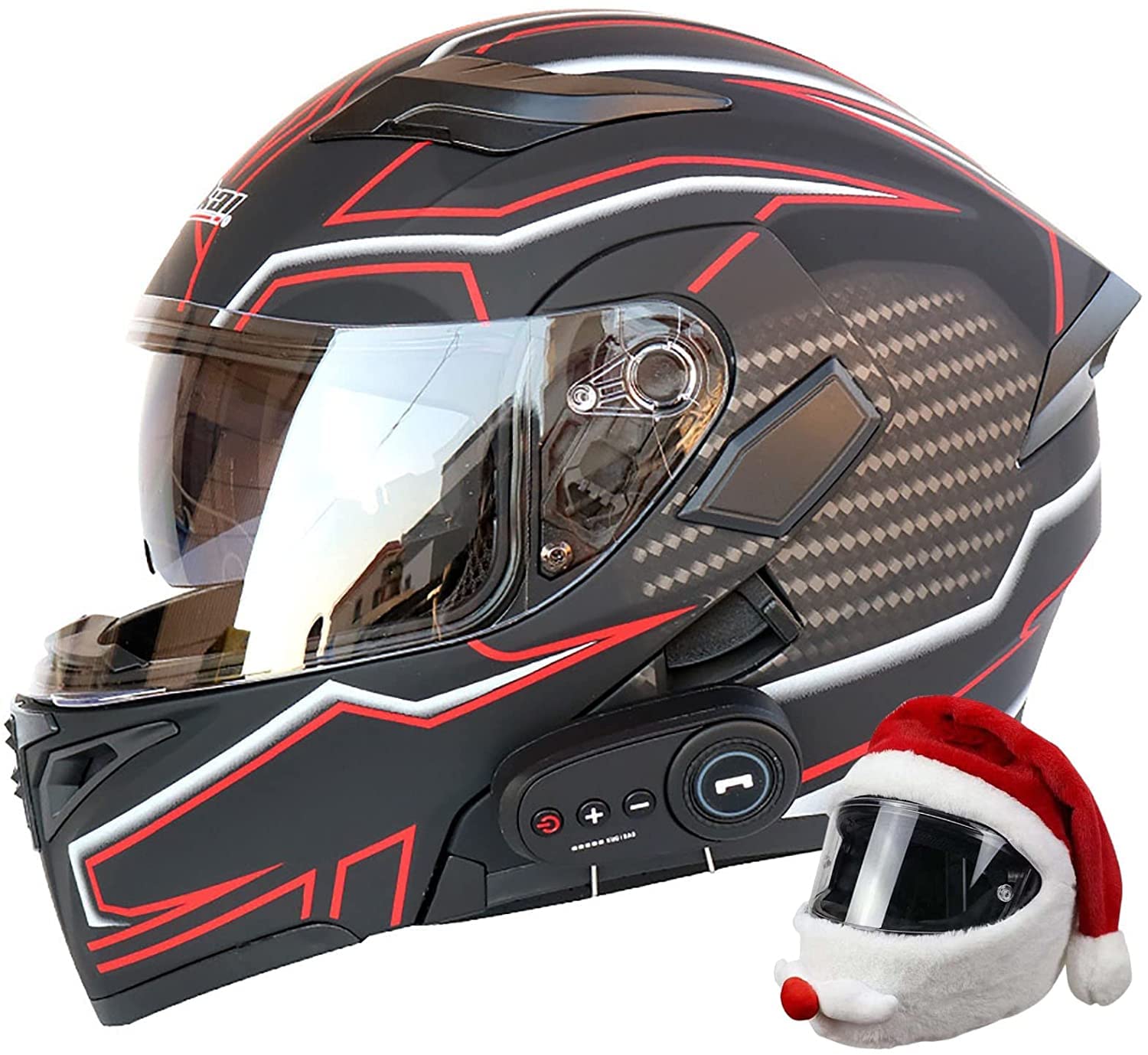 Modulare Motorradhelme Bluetooth-Integrierte Klapphelm Motorradhelme Mit Antibeschlag-Doppelsonnenblende Motorradhelm DOT/ECE-Zugelassener Integralhelm Für Herren Und Damen