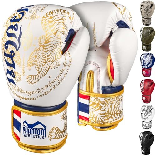 Phantom Athletics Boxhandschuhe Männer - Muay Thai | MMA und Kickbox | 10-16oz Boxing Gloves für Kampfsport | Box Handschuhe Herren, Damen und Kinder (Limited Edition - Weiß/Gold, 14 Oz)