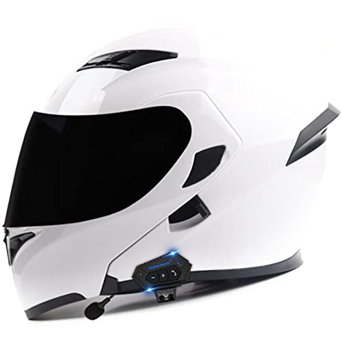 BGMKE Motorrad Integralhelm Modularer Bluetooth-Helm Doppelvisier-Klapphelme ECE Zertifiziert Bluetooth Integrierter Helm Motorrad Rollerhelm FüR Damen Herren Integrierter Helm