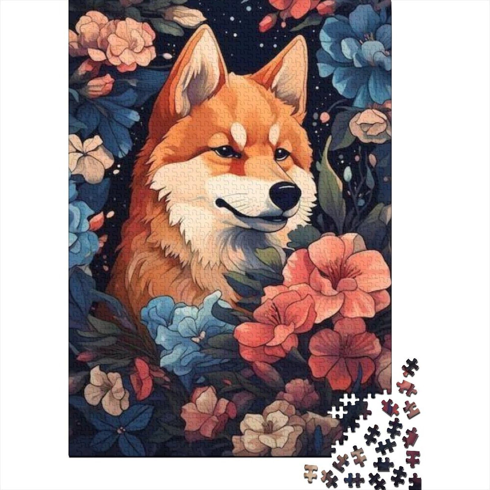 Tier-Fantasie-Hund, 1000-teiliges Puzzle für Erwachsene, sphärisches Puzzle für hochwertiges Recycling-Holzbrett (Größe 75 x 50 cm)