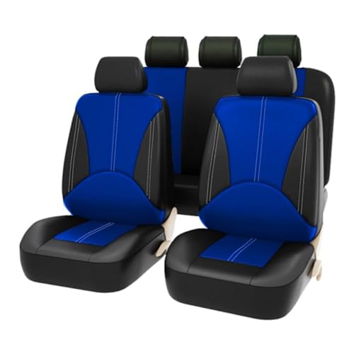 Auto Sitzbezüge Sets für Se-at Alhambra 2011-2022 5 Seats, PU Leder 5-Sitze Autositzbezug Vorder und Rücksitzbezüge Schonbezüge Sitzschoner Zubehör,F/Black Blue