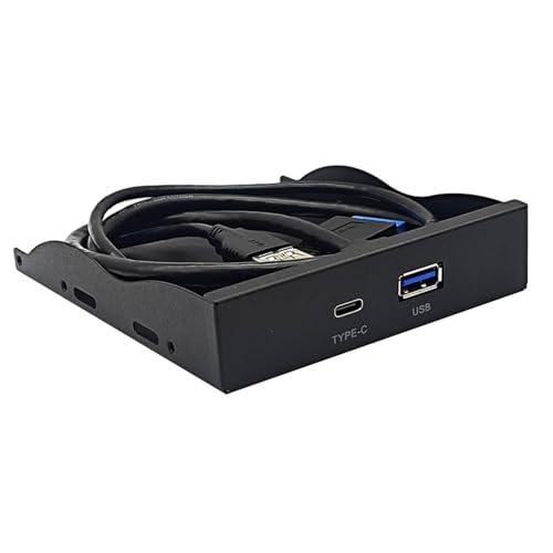 Qsvbeeqj Frontplatte mit 2 Anschlüssen, 5 Gbit/s, USB 3.0 + TypeC-Hub für 13,3 cm (5,25 Zoll) Computergehäuse, harte Installation