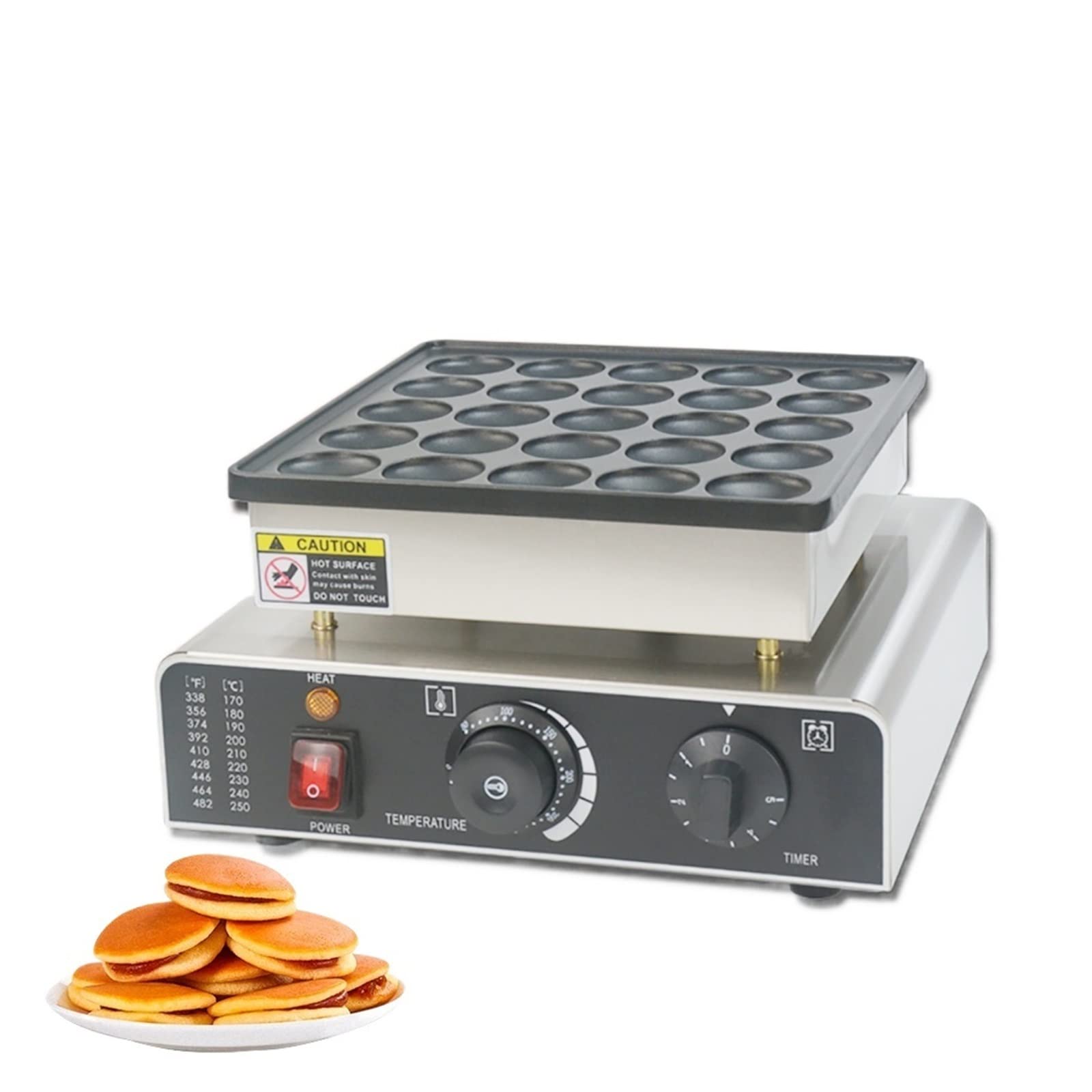 Pfannkuchenmaschine 25 Löcher Dutch Poffertjes Grill Mini Pancake Maker Antihaft 900W Dorayaki Griller,Lange Haltbarkeit