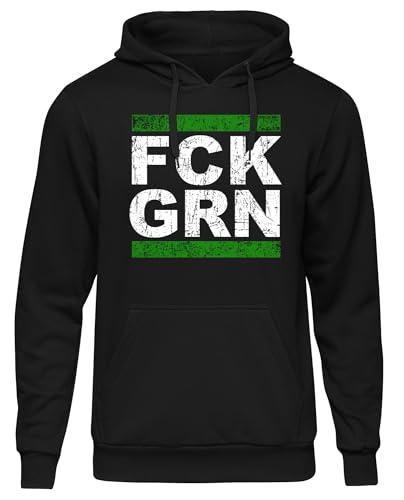 UGLYSHIRT FCK GRN Herren Kapuzenpullover | Anti Grün Demo Pullover Widerstand Hoodie Politik Anti Klimaaktivist | M1 Schwarz (XL)