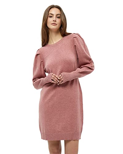 Peppercorn Anissa Strickkleid Damen Winter Elegant für Freizeit Cocktail (Größe M) | Weihnachtskleid Damen Langarm mit Rundhalsausschnitt & Puffärmeln