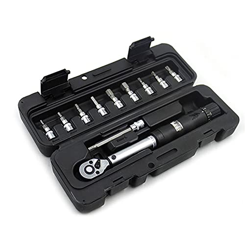 Crepundia Drehmomentschlüssel,Torque Wrench 11 STÜCKE 1/4 Zoll Antrieb Einstellbar Drehmomentschlüssel Fahrrad Fahrrad Reparatur Schraubenschlüssel Hand Werkzeug Kit