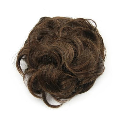 Haarteil Haargummi Messy Curly Bun Schwarz Braun Haar Chignon Gummiband Haarknoten Donut Roller Haarteil Scrunchies Haarverlängerung(Light Brown)