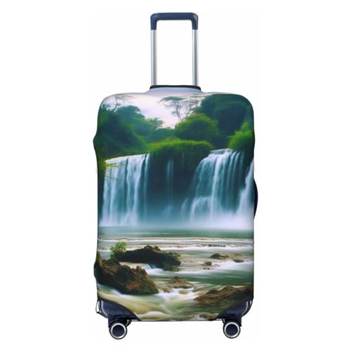 CSGJMYGS Wasserfalllandschaft Gepäckabdeckungen für Koffer, waschbar, modisch, dehnbar, kratzfest, passend für 45,7 - 81,3 cm Gepäck, XL, Schwarz, XL, Schwarz , XL