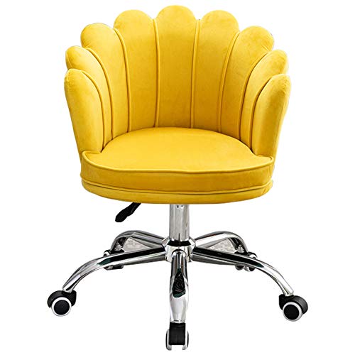 BFVAKBKYT Home Office Ergonomischer Schreibtischstuhl, Ergonomischer Bürostuhl mit gewellter Rückenlehne und Rollen. Ergonomischer Drehstuhl for Zuhause. Bequemer, gepolsterter Drehstuhl.(Yellow)