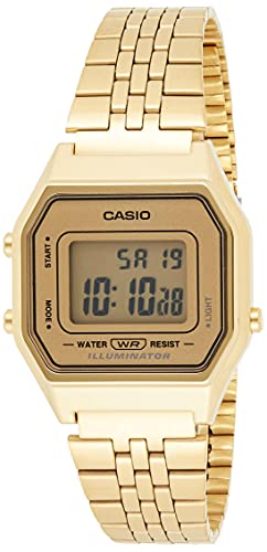 Casio Damen Digital Quarz Uhr mit Edelstahl Armband LA-680WG-9