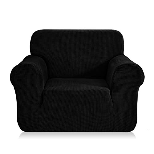 EBETA E Elastisch Sofa Überwürfe Sofabezug, Stretch Sofahusse Sofa Abdeckung Hussen für Sofa, Couch, Sessel 1 Sitzer (Schwarz, 85-115 cm)