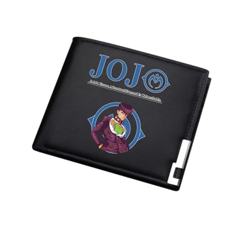 RYNDEX Jo-Jo's Bizar-re Adventu-re Portemonnaie Jungen Teenager, Cartoons Muster Kleine Geldbörse, Kunstleder Geldbörse Münzbörse Wallet, Geschenk für Kinder & Teenager(Color:Black 4)