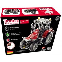 Tronico 10082 - Metallbaukasten Traktor Massey Ferguson 5430, Junior Serie, Maßstab 1:24, 658-teilig, rot