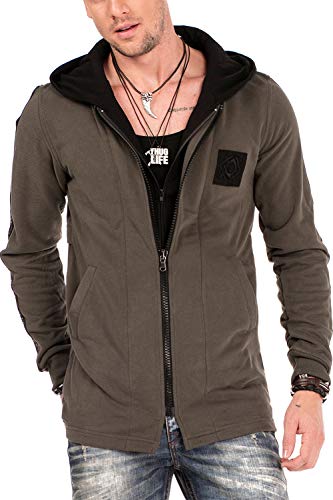 Cipo & Baxx Herren Sweatjacke Übergangsjacke Kapuzenjacke Jacke Sweater Khaki L