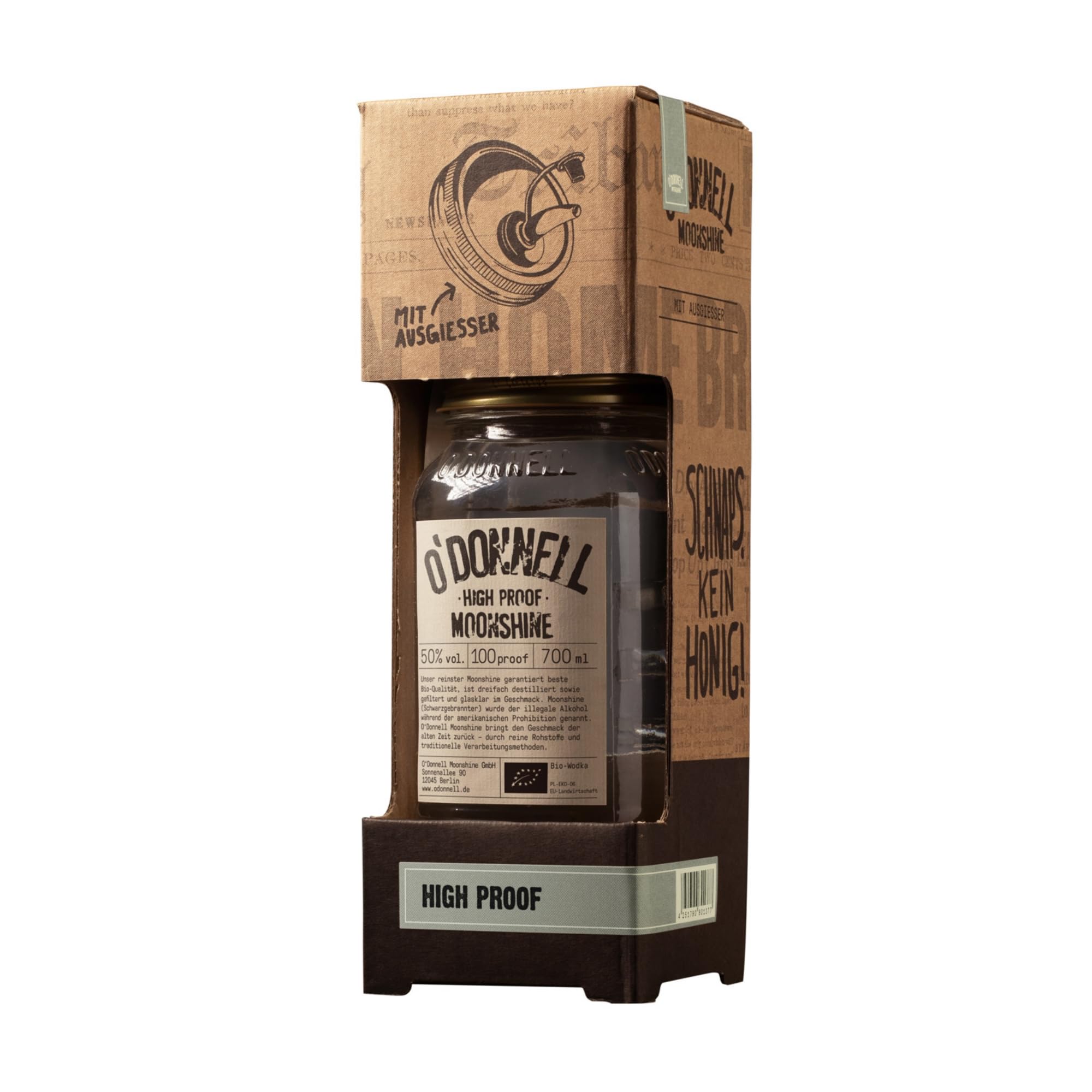 O'Donnell Moonshine Kombiset - High Proof Likör (700ml + Ausgießer) - Handwerklich hergestellte Spirituosen aus Berlin - Premium Schnaps nach Amerikanischer Tradition - 50% Vol. Alkohol