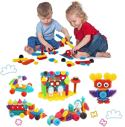 Asslye Bristle Blocks 82 Teile Bausteine Basic Set – Bauklötze mit Borsten, Steckbausteine Lernspielzeug Motorikspielzeug Bulk Building Bricks Stickle Bricks für Kinder Bausteine ab 2 Jahre