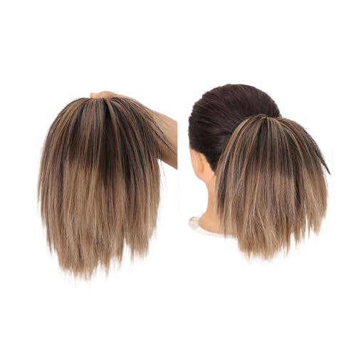 Haarteile Haarknoten Synthetischer Haarknoten, unordentlicher Chignon, Haarteil for Frauen, glatte Haarverlängerung, Pferdeschwanz, Haargummis mit elastischem Gummiband Brötchen Haare(18T10)