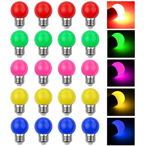 V-TOO LED Bunte E27 Farbige Glühbirnen 3W=30W Dekoratives Licht und Design 240 Lumens AC220V-240V Dekorationslampe Gemischte Farben Rot Gelb Blau Grün Rosa - 20er Pack