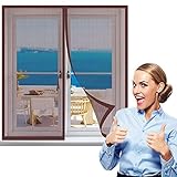 Katzennetz Fenster für Balkon Ohne Bohren Edelstahl, Katzensichere Fliegengitter mit Klettband Selbstklebend, for Windows/Living Room Windows (110 * 120cm,Brown)