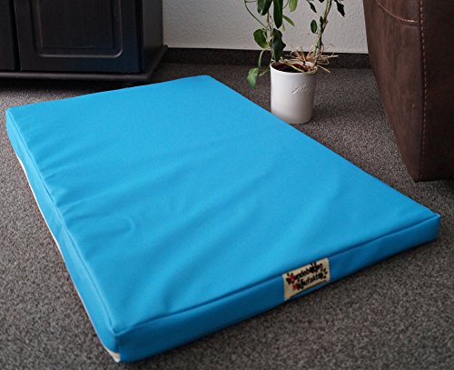 Hundebettenmanufaktur Orthopädische Hundematratze mit antiallergischer Kokosmatte Hundebett Kunstleder Größe und Farbe wählbar (100 cm X 60 cm, blau)