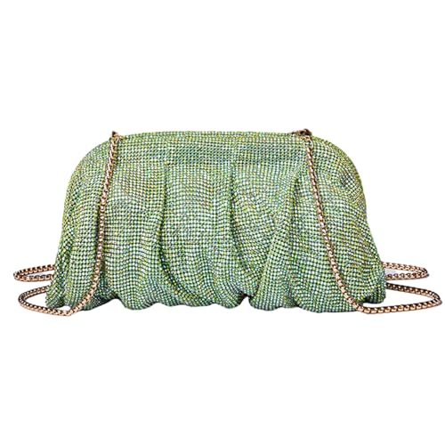 ohodhmnu Damen-Tragetasche, Abendtasche, plissiert, für Party, Bankett, Hochzeit, Clutches für Frauen, Mädchen, Cocktail, Crossbody-Tasche, lichtgrün, With pendant