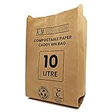 A&M Natural Living 50 x 10 Liter Papier-Müllbeutel für Lebensmittelabfälle, 100 % kompostierbar und biologisch abbaubar, nachhaltig, braun, EN13432 zertifiziert (50 Müllbeutel)