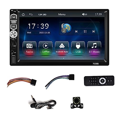 Schwamm Carplay Android Auto Stereo 7 Touchscreen Radio Mirror Link/Bluetooth/UKW-Radio/Rückfahrkamera+MIC