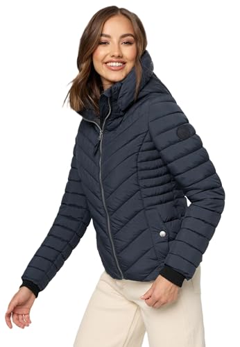 MARIKOO Damen Stepp Jacke gesteppte warme Übergangsjacke Kapuze B957 [B957-Kagom-Rouge-Gr.XS]