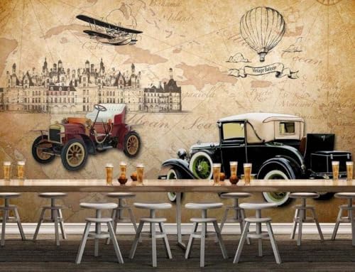 Oldtimer Schloss Heißluftballon 3D Tapete Poster Restaurant Schlafzimmer Wohnzimmer Sofa TV Dekorative Wand-350cm×256cm