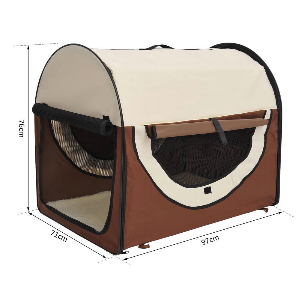 PawHut Hundetransportbox mokka braun Stoff B/H/L: ca. 71x76x97 cm 3