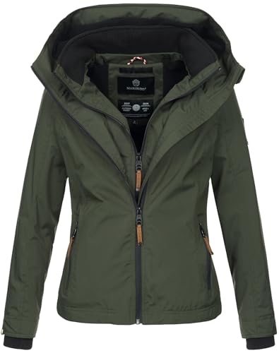 MARIKOO Designer Damen Übergangs Jacke leicht gefüttert Kapuze kurz B659 [B659-Erdbeer-Olive-Gr.XS]