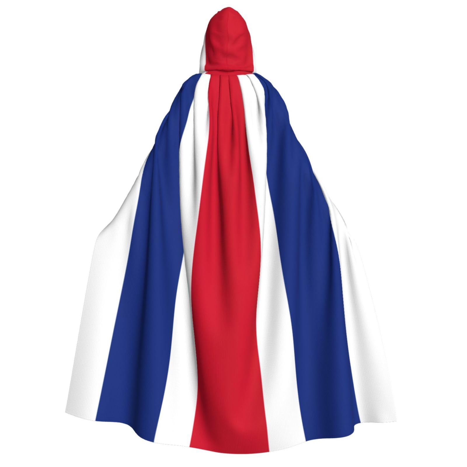 WURTON Umhang mit Kapuze, Motiv: Flagge von Costa Rica, Unisex, Halloween, Karneval, Vampir, Cosplay, Umhang mit Kapuze