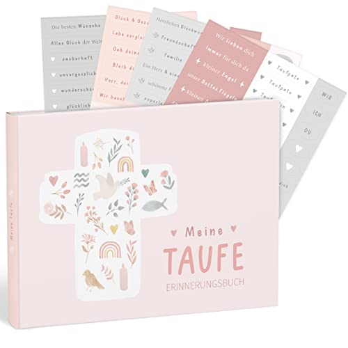 mintkind® Taufbuch "Meine Taufe" I Taufgeschenke Jungen & für Mädchen | Patenkind Geschenk zur Taufe, Taufbuch I Erinnerungsbuch | Patentante Geschenk Junge & Mädchen I Blumen Design mit Sticker