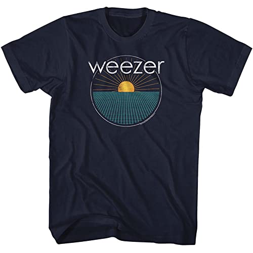 Weezer Rock Band Sun Rays Erwachsene Kurzarm T-Shirts Graphic Tees, Marineblau, L