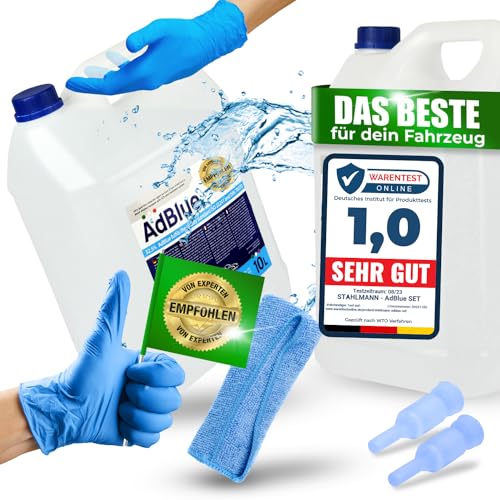 Stahlmann® 2x 10 L Adblue inklusive Ausgießer – Ad blue inkl. Mikrofasertuch - Adblue 10 l für diesel ISO 22241 – Ad Blue 20 l MADE IN GERMANY