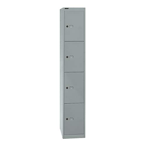 Bisley Schließfachschrank Office, 1 Abteil, 4 Fächer, T 457 mm, Metall, 355 Silber, 45.7 x 30.5 x 180.2 cm