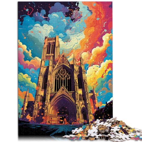 Puzzles für farbenfrohe Psychedelia im York Minster, Puzzle für Erwachsene, 1000-teiliges Puzzle, Holzpuzzle, Geburtstagsgeschenk, Geschenke für 1000 Teile (50 x 75 cm)