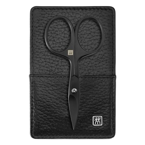 ZWILLING Maniküreset Pediküreset, Etui aus Rindleder, 3 teilig, Premium Black Serie, Schwarz